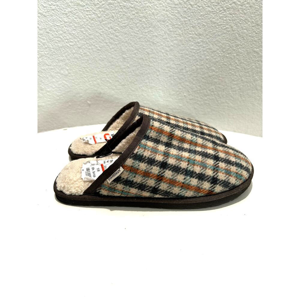 STAHEEKUM Slippers NWT $55 Alpine Flannel Plaid Shearling Lining Size Men's 9 - Picture 6 of 7